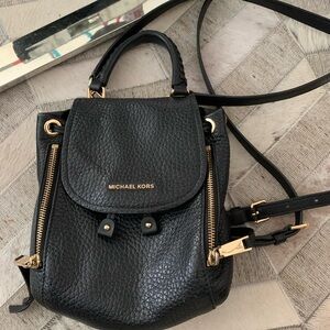 Michael Kors Black Pebbled Leather Backpack